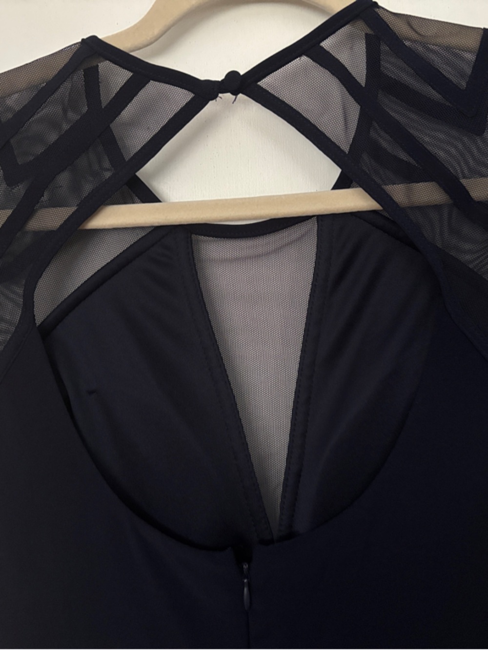 Elegant Navy Blue Mesh Yoke Evening Gown - Picture 4 of 5